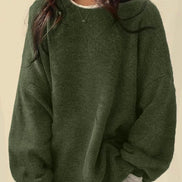 Women's Oversized Round Neck Knitted Jumper with Long Sleeves