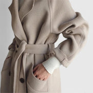 Eluned Women's Double-Breasted Notch-Lapel Longline Winter Coat