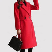 Rosa Belted Longline Wool-Blend Coat for Women in Winter