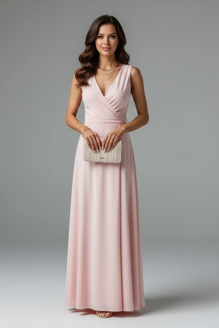 Annabelle Satin Wrap Maxi Party Dress with Relaxed Fit for Christmas