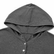 Waffle Knit Button Henley Hooded Sweatshirt for Women