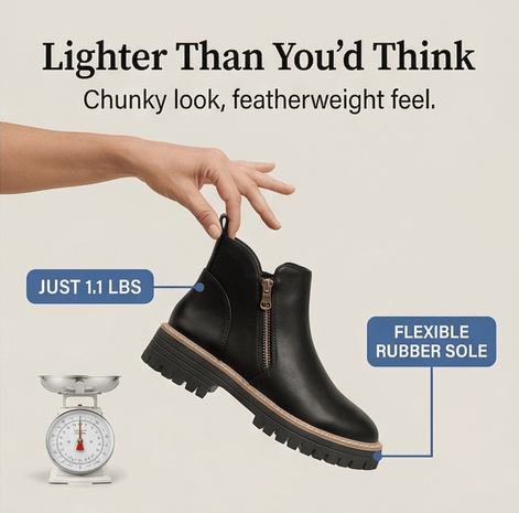 Strida Cushioned Platform Ankle Boots with Side Zip for Women