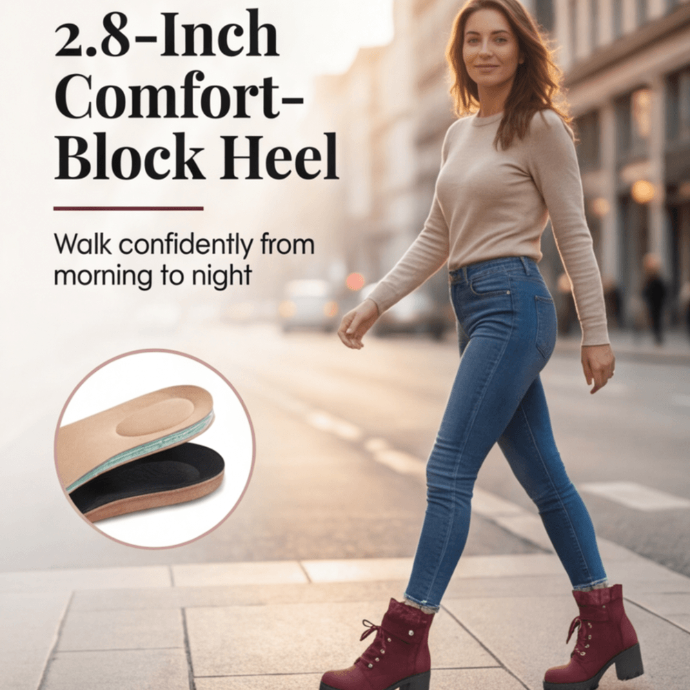 Lacelle Suede Women's Ankle Boots with Lace Trim and Chunky Block Heel