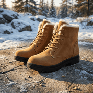 Amelia Women's Faux Suede Lace-Up Ankle Boots with Faux Fur Lining