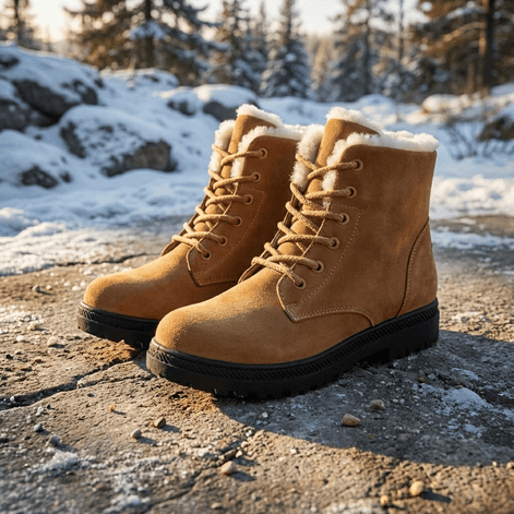 Amelia Women's Faux Suede Lace-Up Ankle Boots with Faux Fur Lining