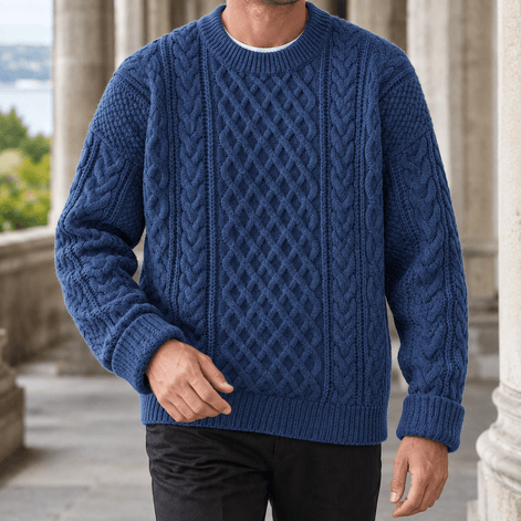 Cable Knit Crew Neck Jumper for Men