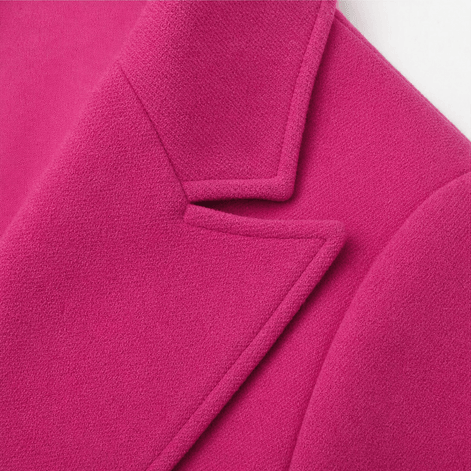 Women's Double-Breasted Structured Longline Wool-Look Coat with Gold Buttons