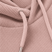 Ribbed Corduroy-Look Hoodie with Front Pocket for Women