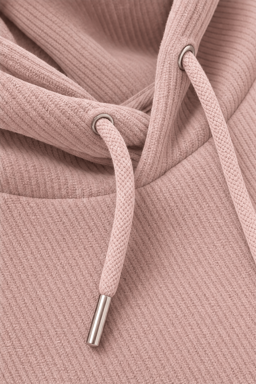 Ribbed Corduroy-Look Hoodie with Front Pocket for Women