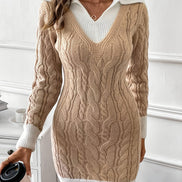 Adelia Collared Cable-Knit Women's Jumper Dress