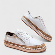 Olisette Floral Embroidered Textile Women's Comfort Shoes with Zip Detail