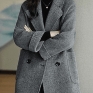 Oihana Women's Double-Breasted Wool-Blend Winter Coat with Self-Tie Belt