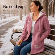 Odile Women's Hooded Fleece Teddy Coat with Zip Front