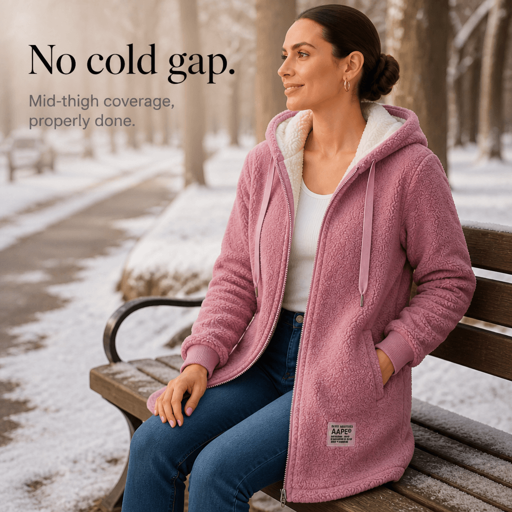Odile Women's Hooded Fleece Teddy Coat with Zip Front