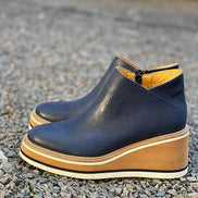 Courtney Faux Leather Wedge Ankle Bootie with Side Zip for Women