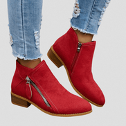 Women's Faux Suede Side-Zip Ankle Boots with Stacked Block Heel