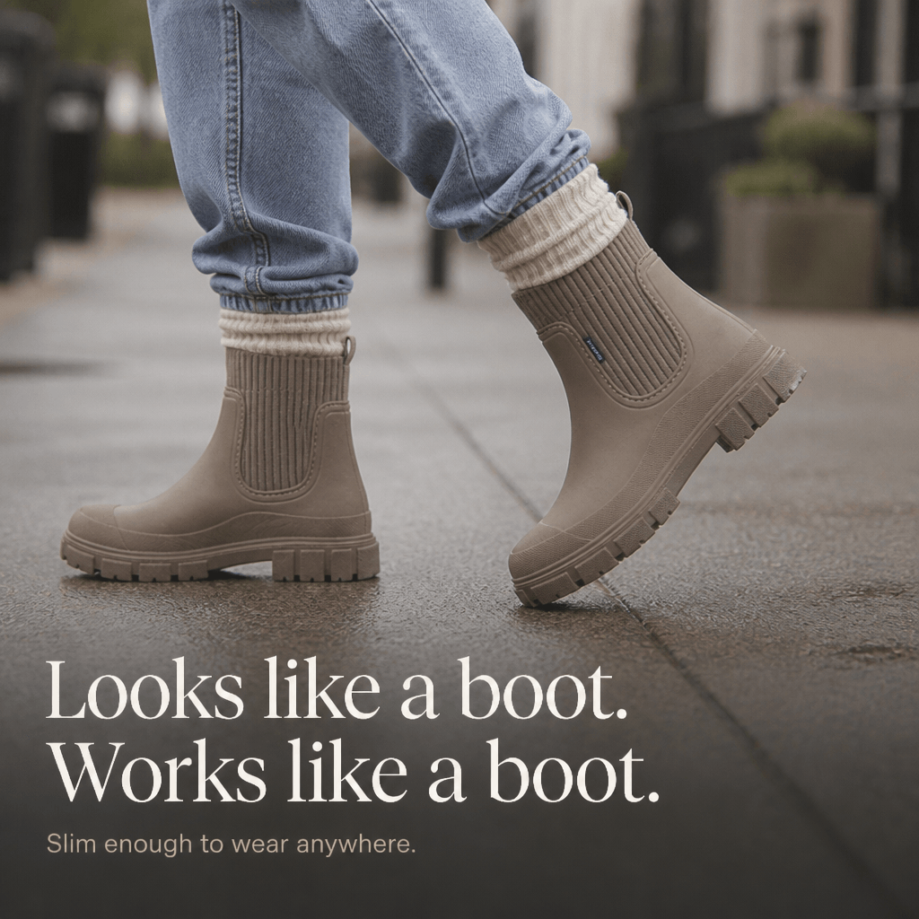 Puddlestep Women's Elastic Collar PVC Ankle Winter Boots