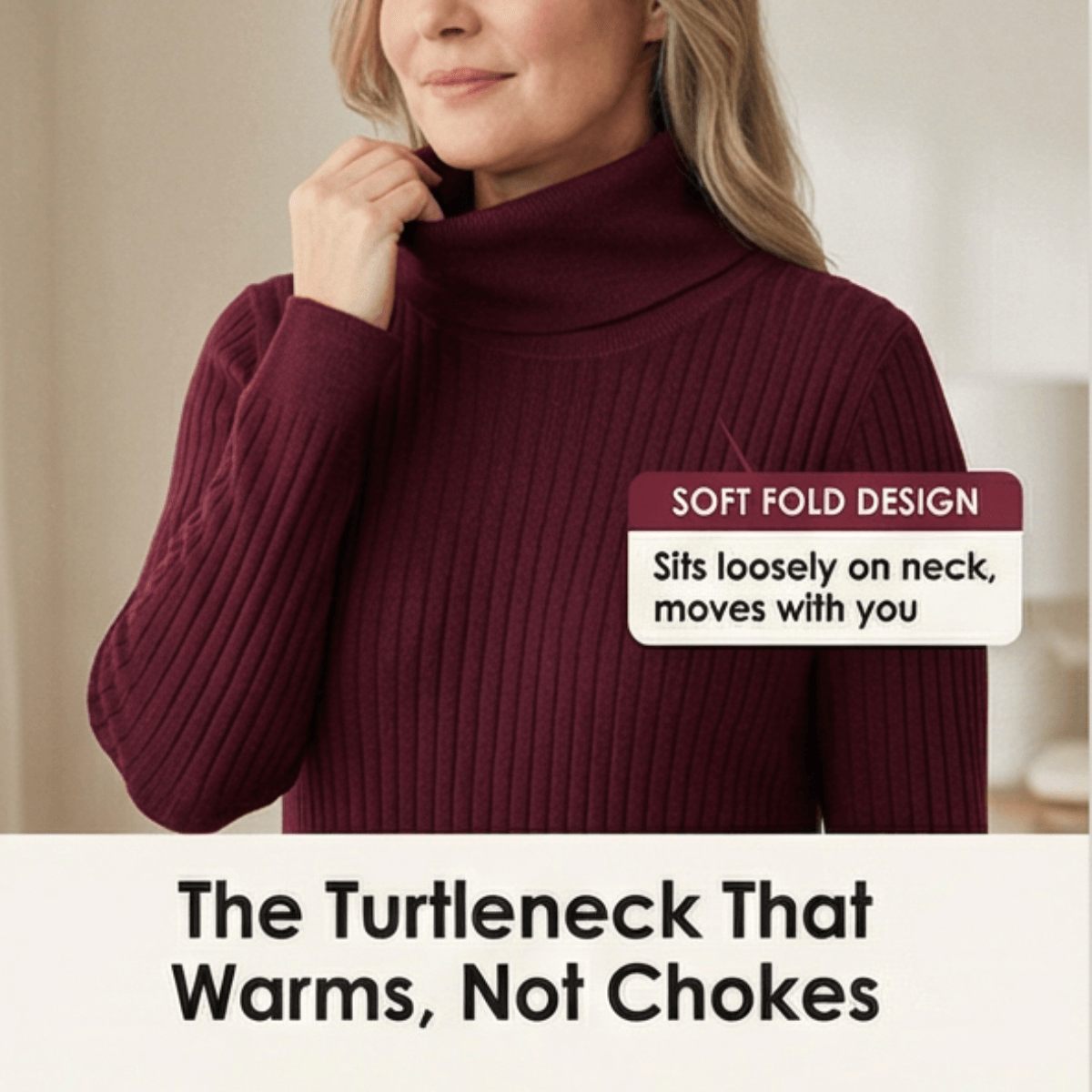 Velara Women's Turtleneck Knitted Jumper Dress with Pockets