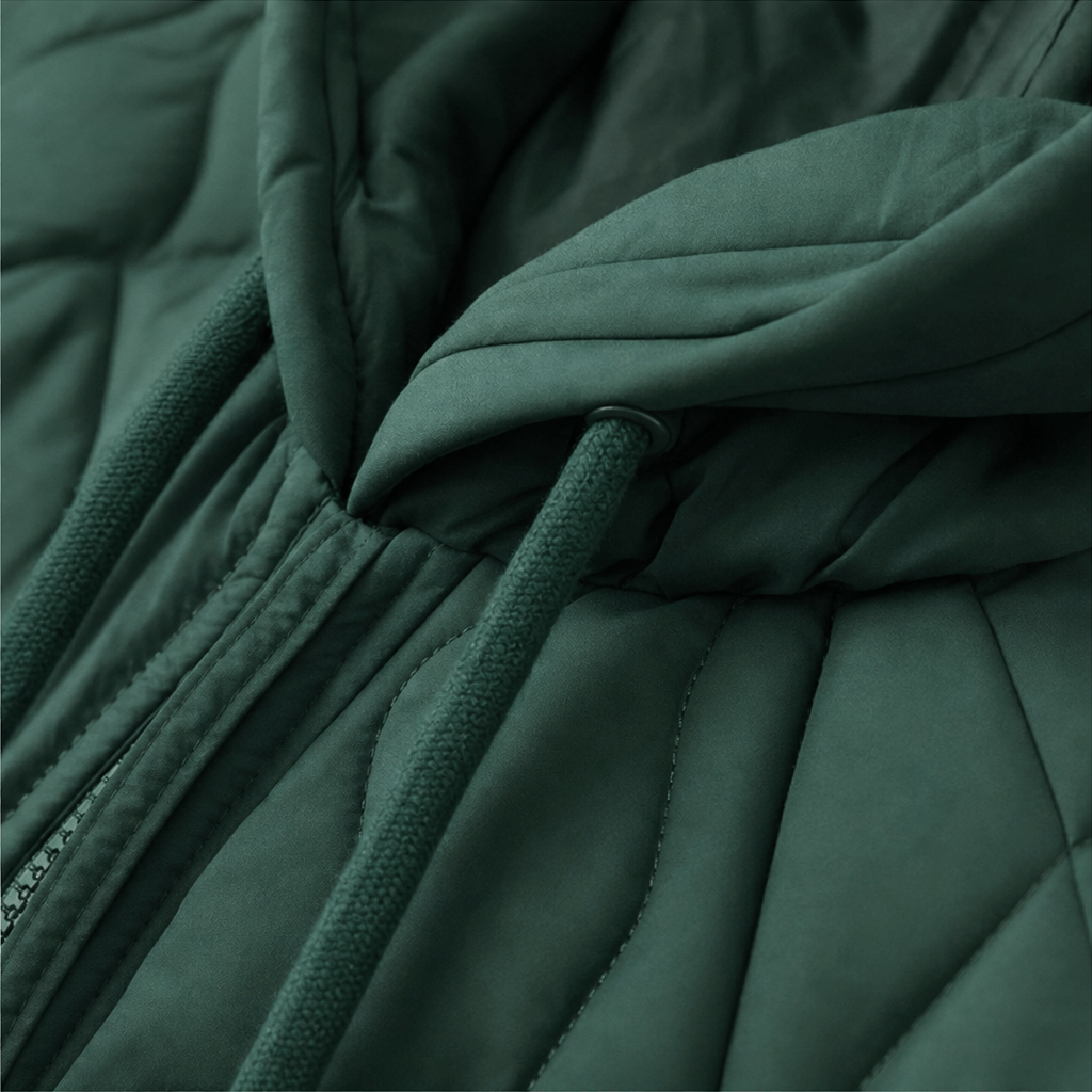 Women's Hooded Spliced Quilted Puffer Jacket with Padded Lining