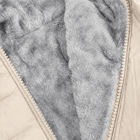 Women's Longline Quilted Puffer Jacket with Hood and Zip Pockets
