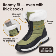 Frostara Quilted Waterproof Faux Fur Lined Women's Winter Boots with Side Zip