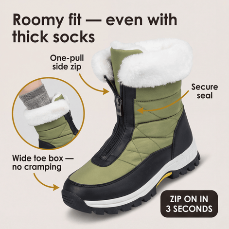 Frostara Quilted Waterproof Faux Fur Lined Women's Winter Boots with Side Zip