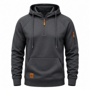 Men's Half-Zip Hooded Sweatshirt with Kangaroo Pocket and Adjustable Hood