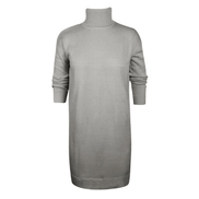 Women's Roll Neck Long Sleeve Knitted Jumper Dress with Ribbed Cuffs