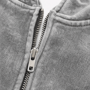 Women's Washed Relaxed Zip-Up Hoodie Jacket with Lined Hood