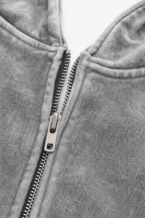 Women's Washed Relaxed Zip-Up Hoodie Jacket with Lined Hood
