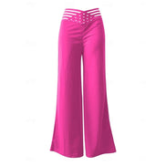 Women's High-Waisted Palazzo Pants with Crossover Waistband