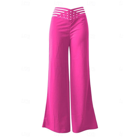 Women's High-Waisted Palazzo Pants with Crossover Waistband