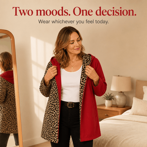 Reversible Leopard Print Hooded Coat for Women in Winter