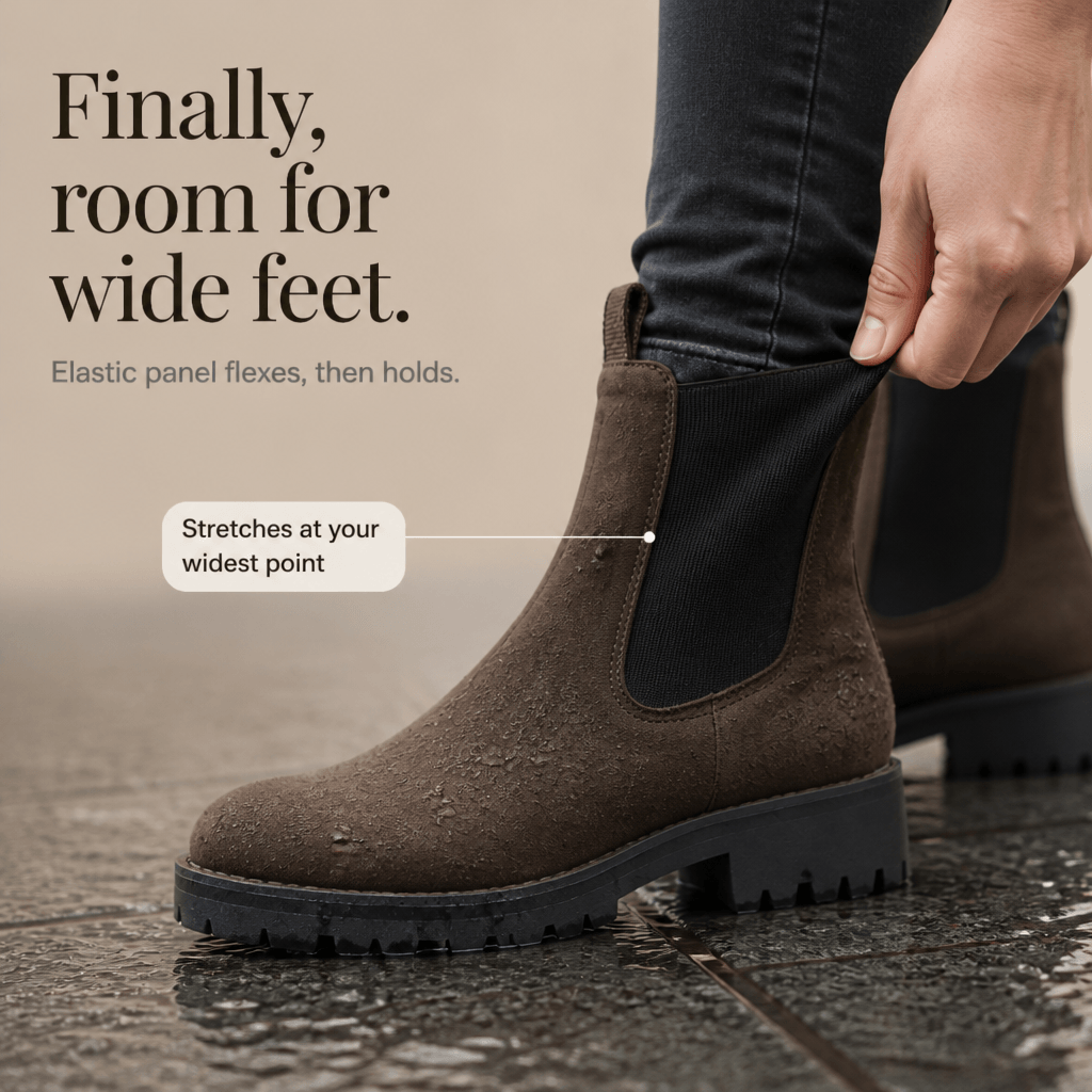 Wide-Fit Chelsea Boots with Stretch Side Panels for Women