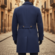 Double-Breasted Wool Blend Overcoat with Wide Notched Lapels
