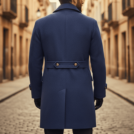 Double-Breasted Wool Blend Overcoat with Wide Notched Lapels
