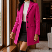 Women's Tailored Wool-Blend Winter Coat with Notched Lapels