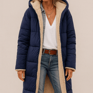Sasha Faux Shearling-Lined Longline Winter Coat for Women