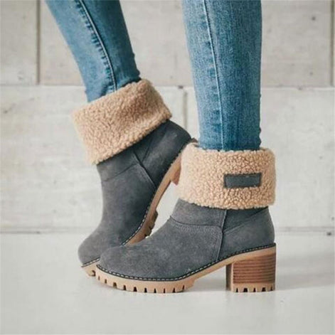 Rosaria Fleece-Lined Faux Suede Women's Boots with Block Heel