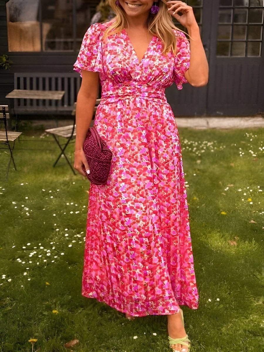 Amelia Floral Wrap Maxi Dress for Autumn Wedding Guests