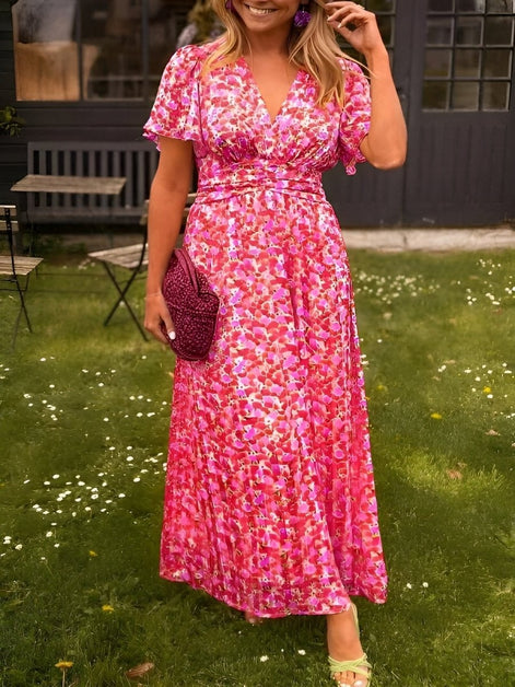 Amelia Floral Wrap Maxi Dress for Autumn Wedding Guests