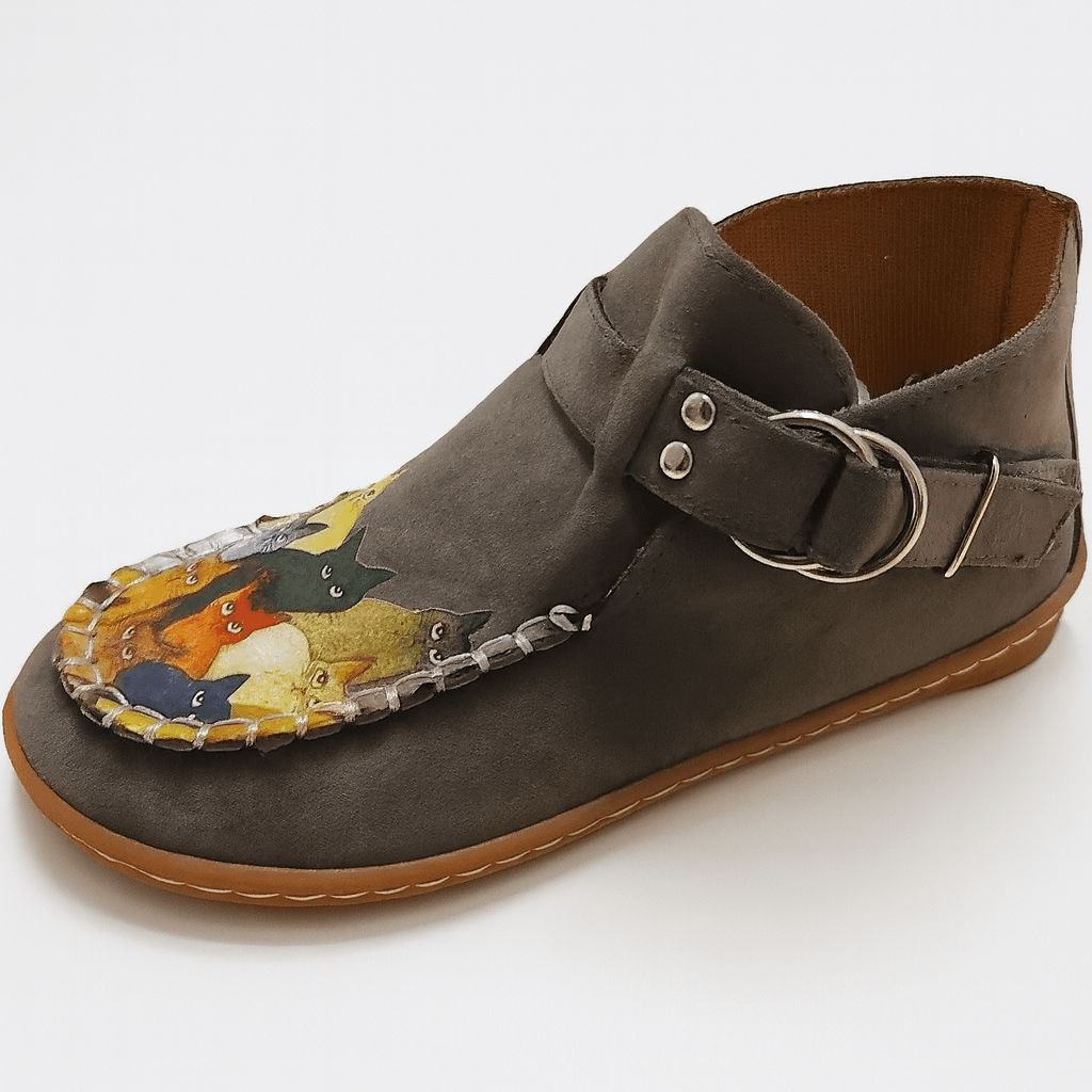 Women's Suede Shearling-Lined Ankle Boots with Buckle Strap Detail