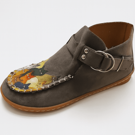 Women's Suede Shearling-Lined Ankle Boots with Buckle Strap Detail