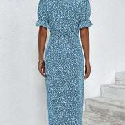 Floral Wrap Midi Dress for Wedding Guest and Christmas Party Wear