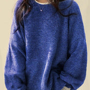 Women's Oversized Round Neck Knitted Jumper with Long Sleeves