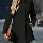 Sofia Women's Button-Front Winter Coat with Stand Collar
