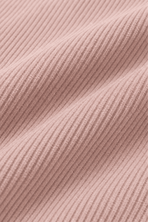 Ribbed Corduroy-Look Hoodie with Front Pocket for Women
