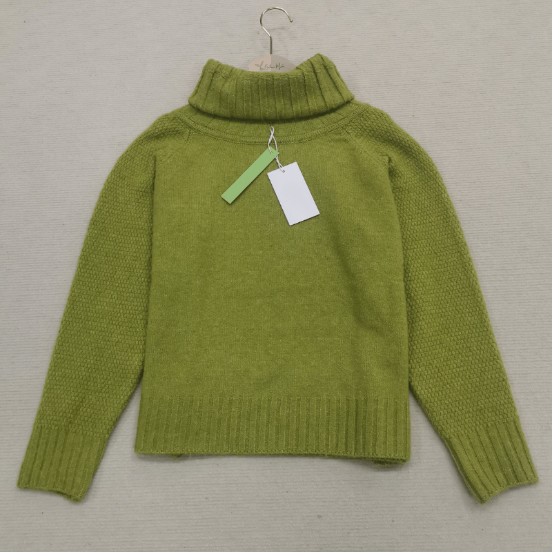 Women's Chunky Knitted Turtleneck Jumper with Ribbed Cuffs