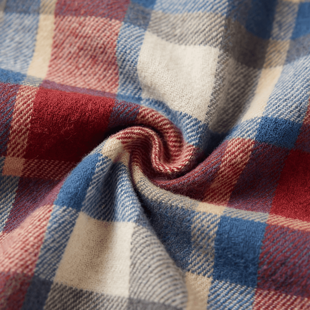 Weslyn Plaid Hooded Shacket with Denim Trim