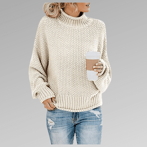 Natascha Women's Oversized Chunky Knitted Jumper with Turtleneck